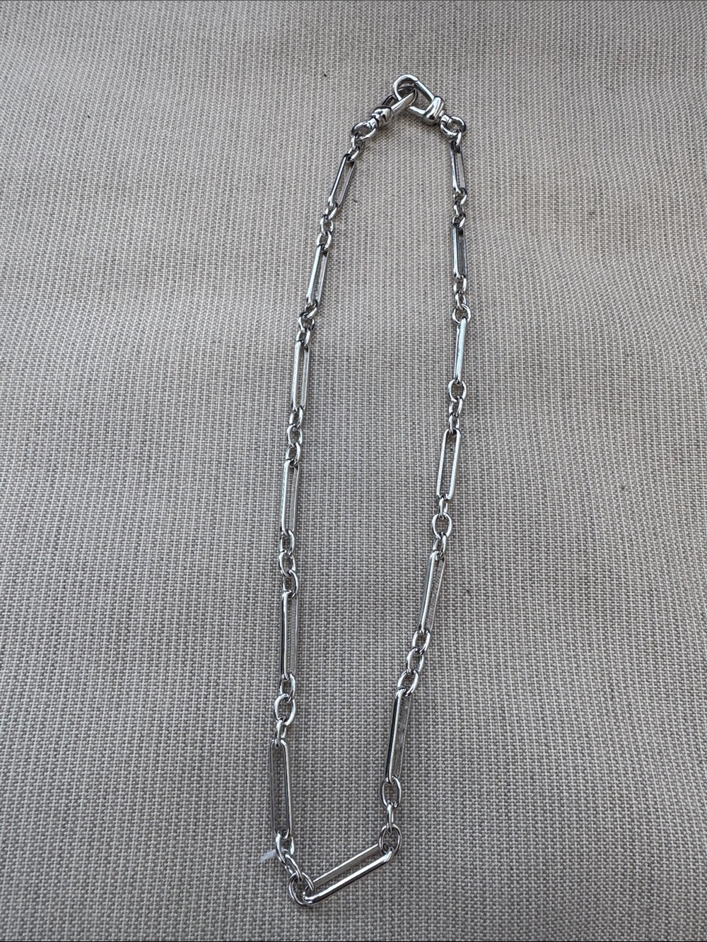 Elongated Silver Link Chain Necklace